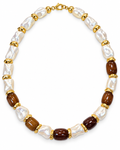 Baroque Pearl and Brown Agate Necklace
