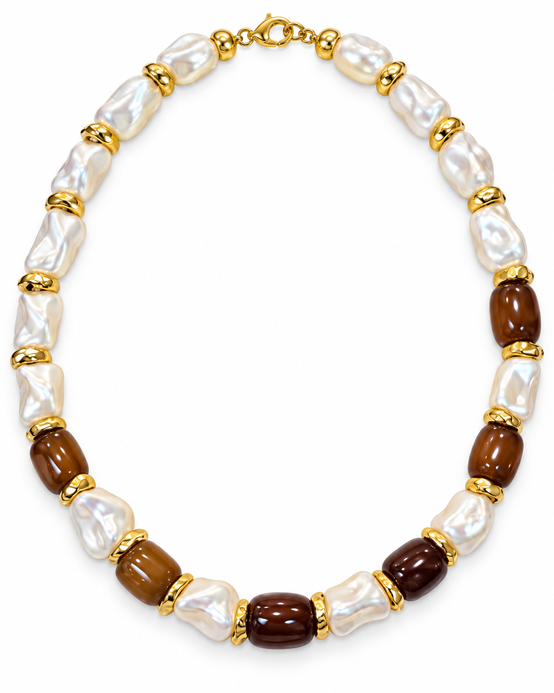 Baroque Pearl and Brown Agate Necklace