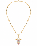 Beaded Gold Necklace with Ruby Pendant