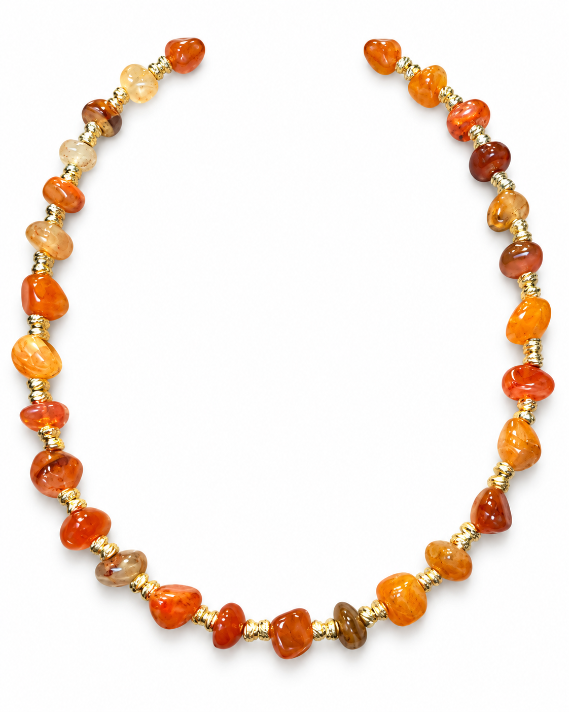 Carnelian and Gold Spacer Bead Necklace