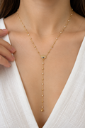Delicate Gold Evil-Eye Y Necklace