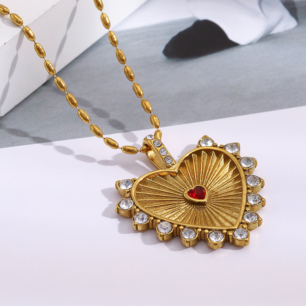 Dreamshow Beaded Chain Zircon Heart Pendant