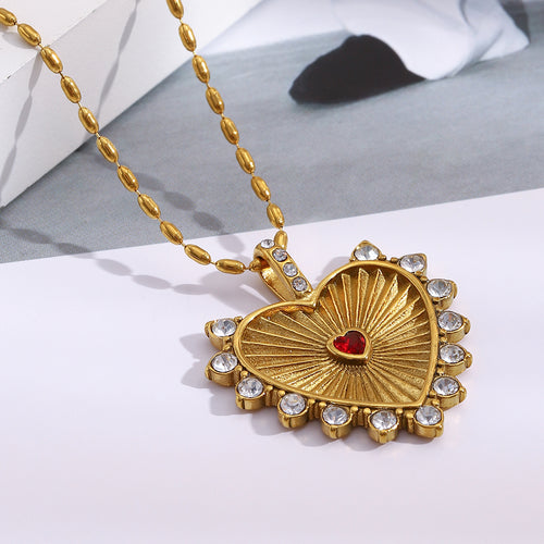 Dreamshow Beaded Chain Zircon Heart Pendant
