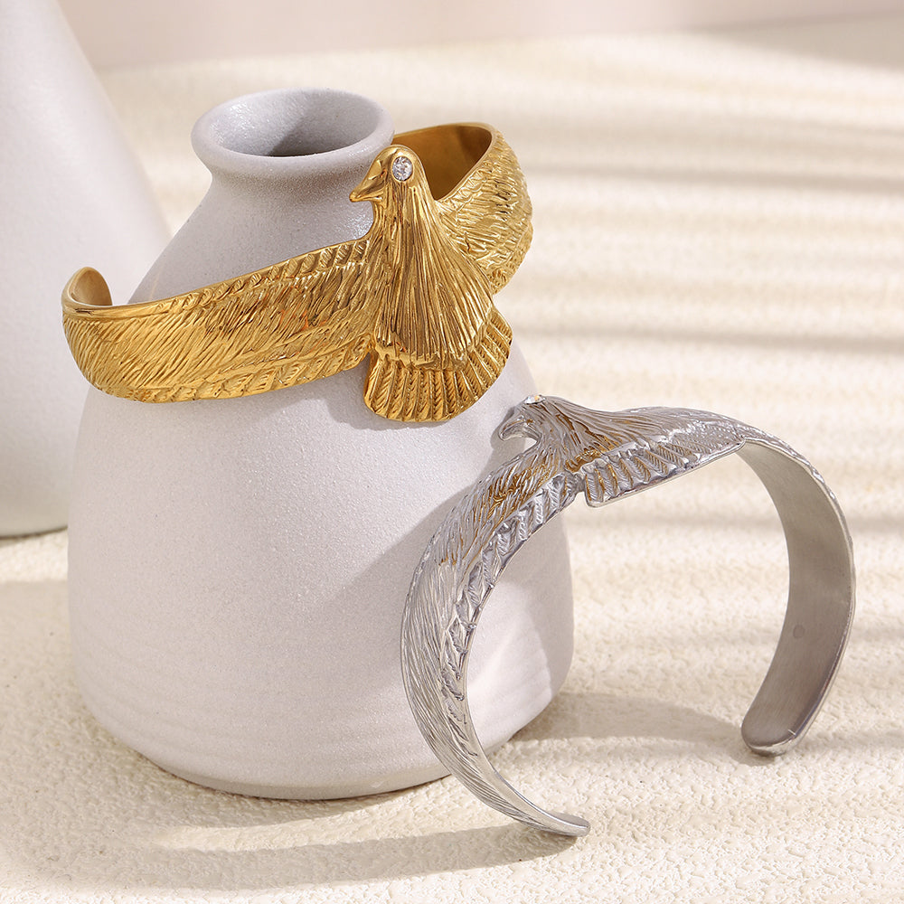 Dreamshow Chunky Statement Ancient Egypt Bird Cuff Bangle