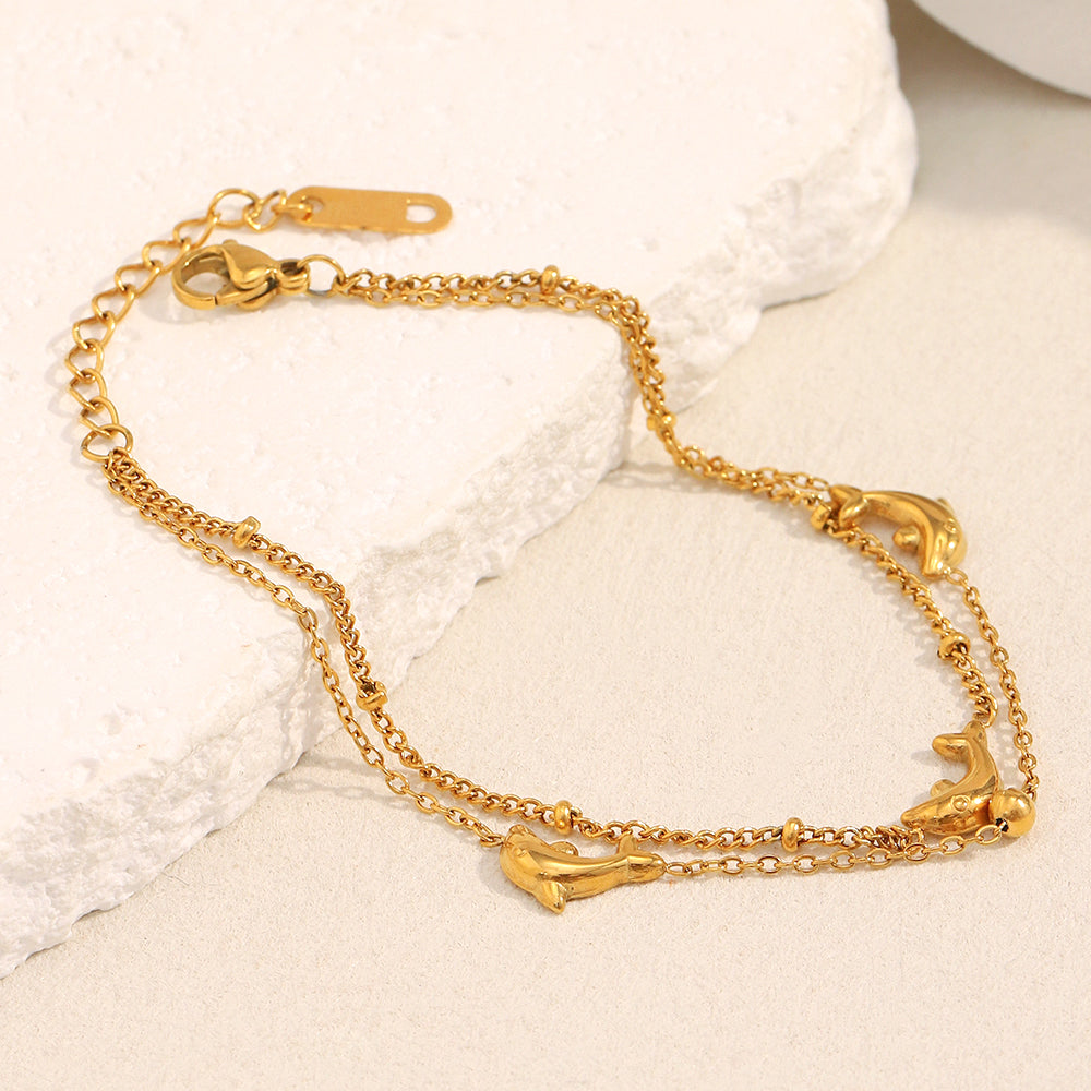 Dreamshow Dolphin Double Layer Chain Bracelet