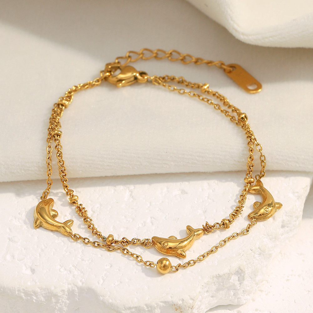 Dreamshow Dolphin Double Layer Chain Bracelet
