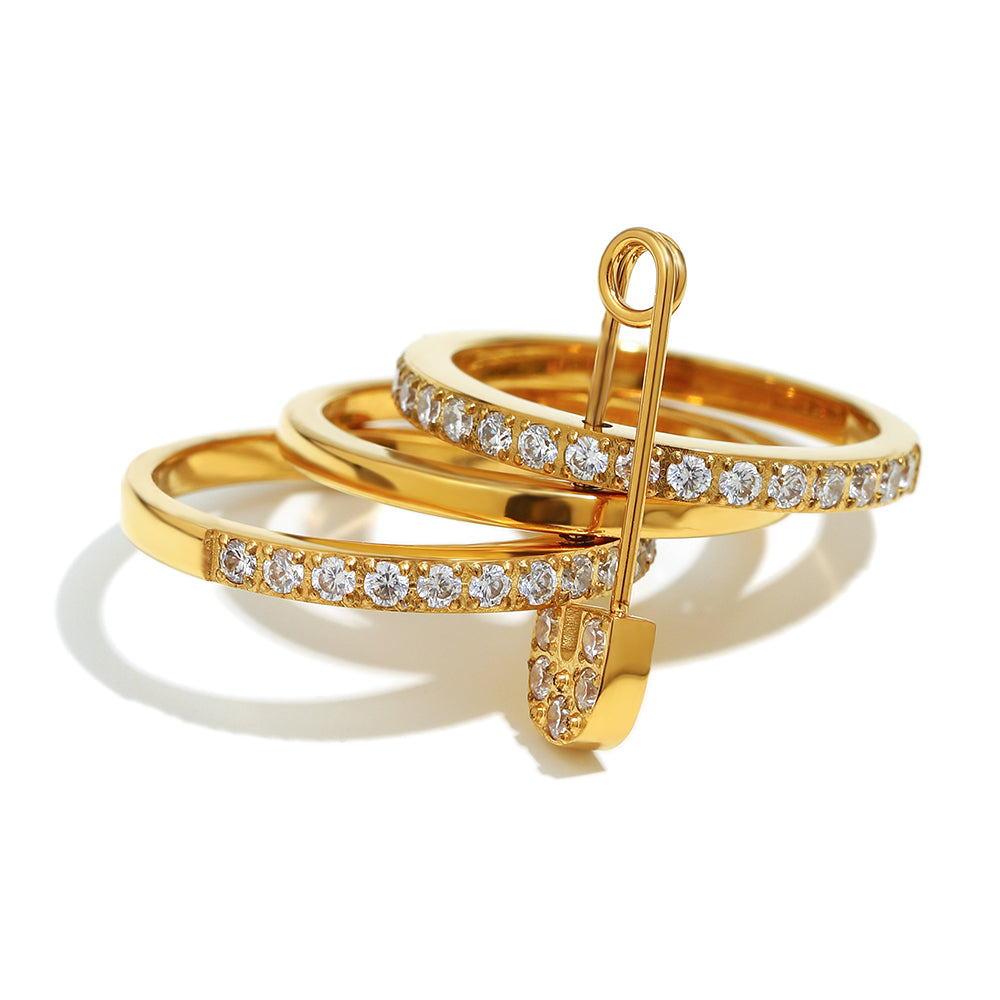 Dreamshow Fashion Jewelry Rings Three Layer Shining Zircon Jewelry Paper Clip