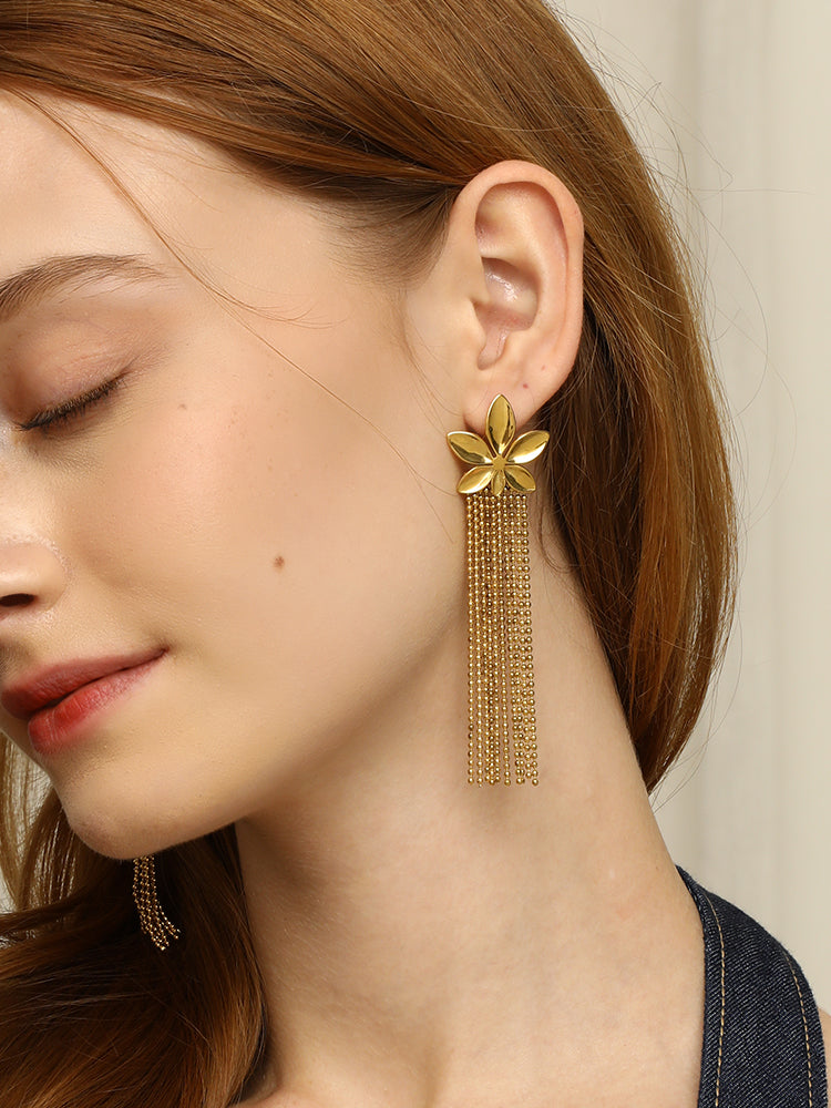 Dreamshow Flower Bead Jewelry Tassel Earring