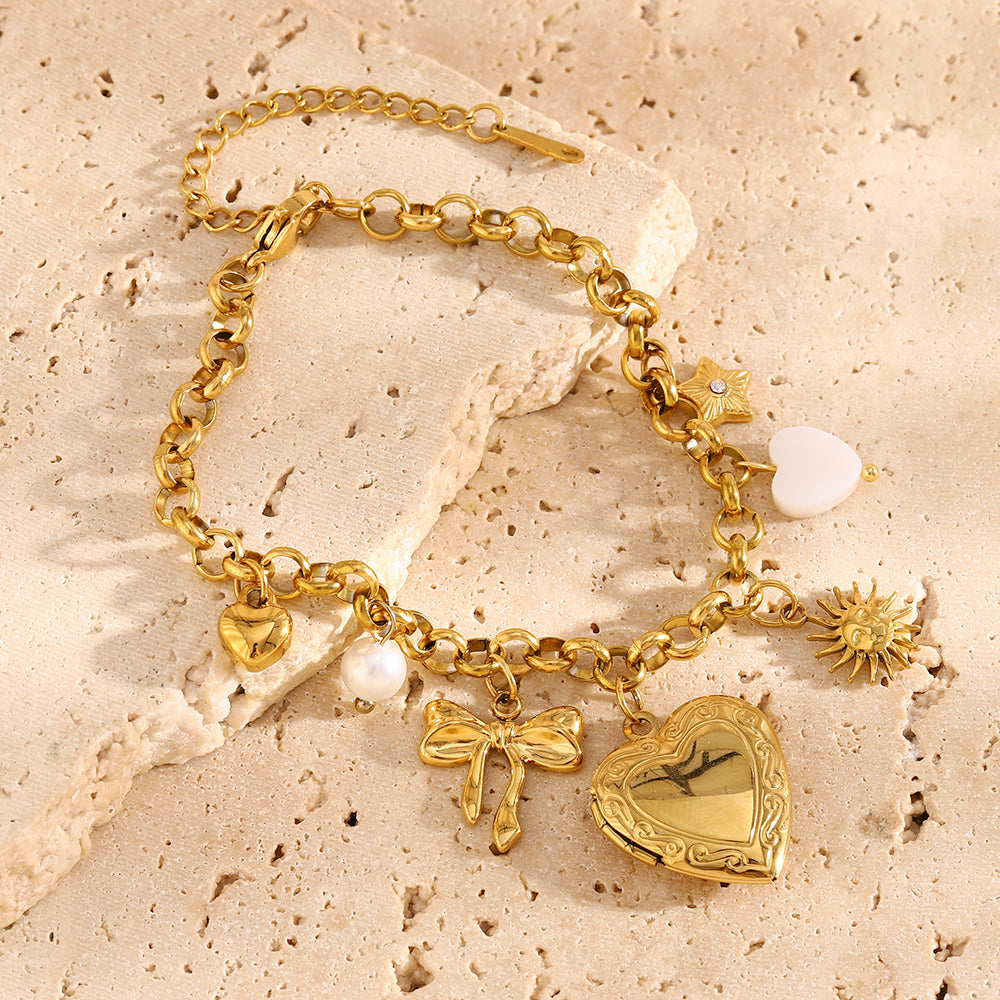 Dreamshow Heart Jewelry Bow Charm Bracelet