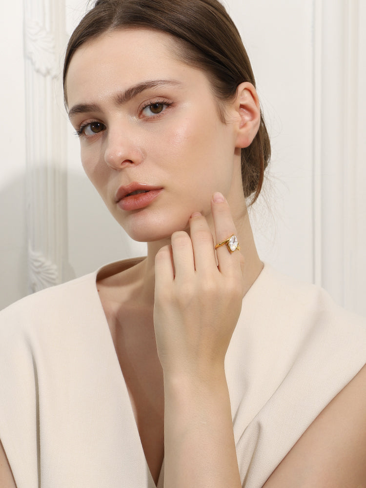 Dreamshow Horse Eye Zircon Jewelry Engagement Ring