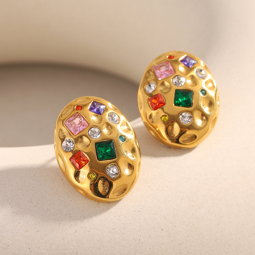 Dreamshow Shining Zircon Jewelry Oval Fashion Stud Earrings