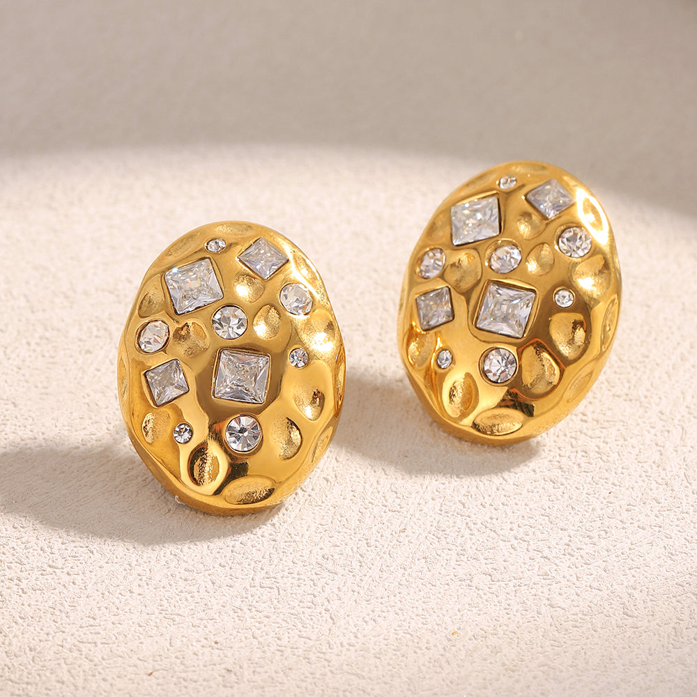 Dreamshow Shining Zircon Jewelry Oval Fashion Stud Earrings