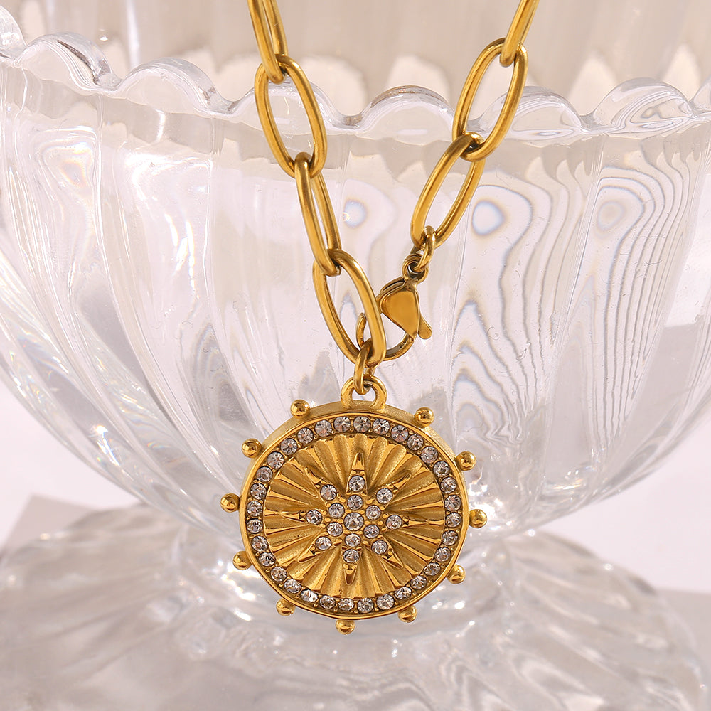 Dreamshow Vintage Octagonal Star Zircon Jewelry Necklace