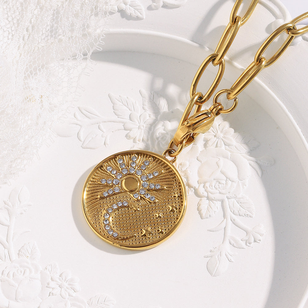 Dreamshow Vintage Star Moon Zircon Necklace
