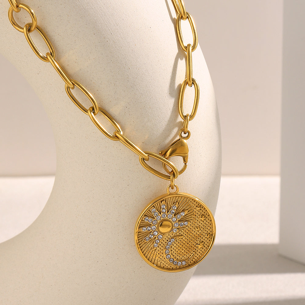 Dreamshow Vintage Star Moon Zircon Necklace