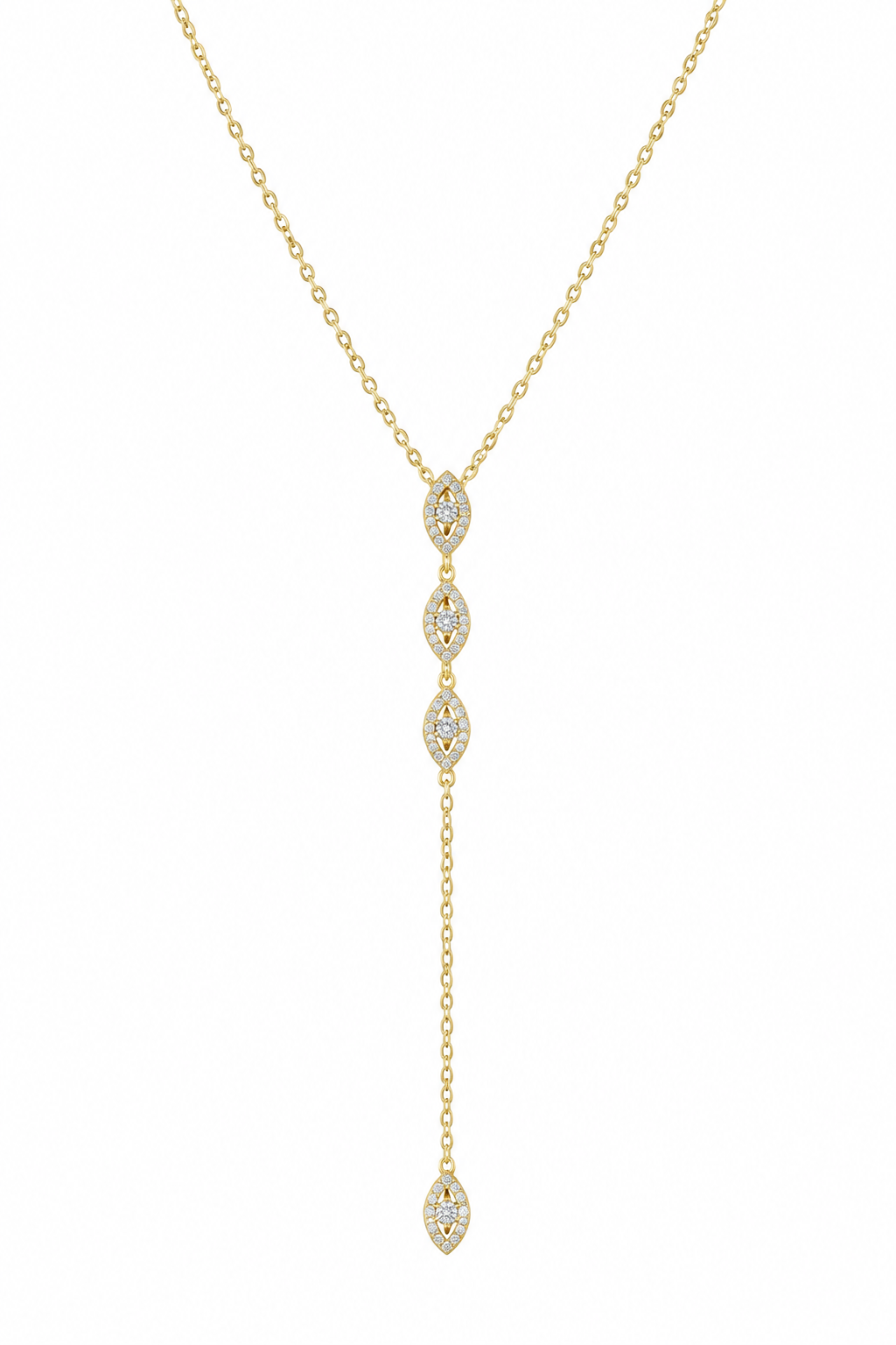 Elegant Gold Lariat Necklace Portrait