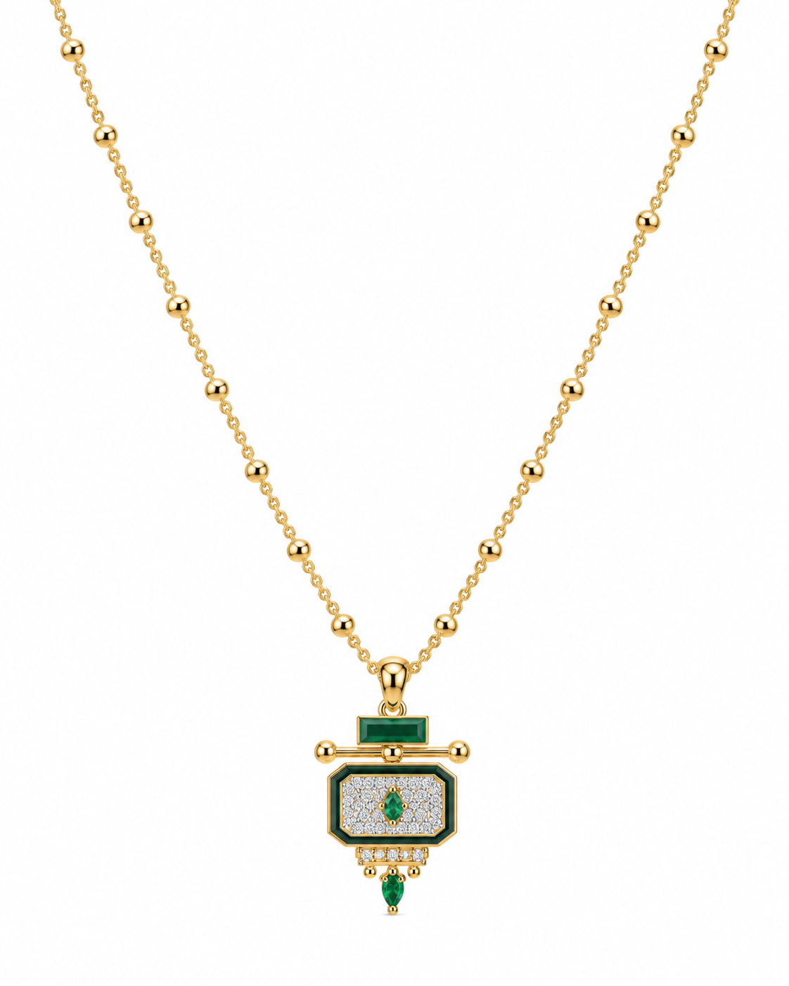 Emerald Art Deco Gold Necklace