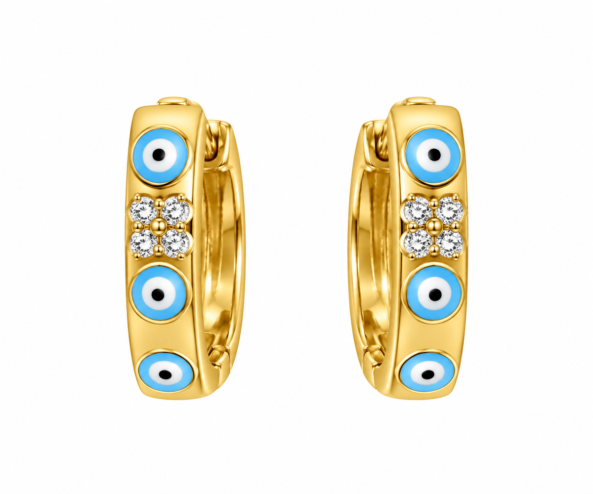 Gold Evil Eye Huggie Earrings