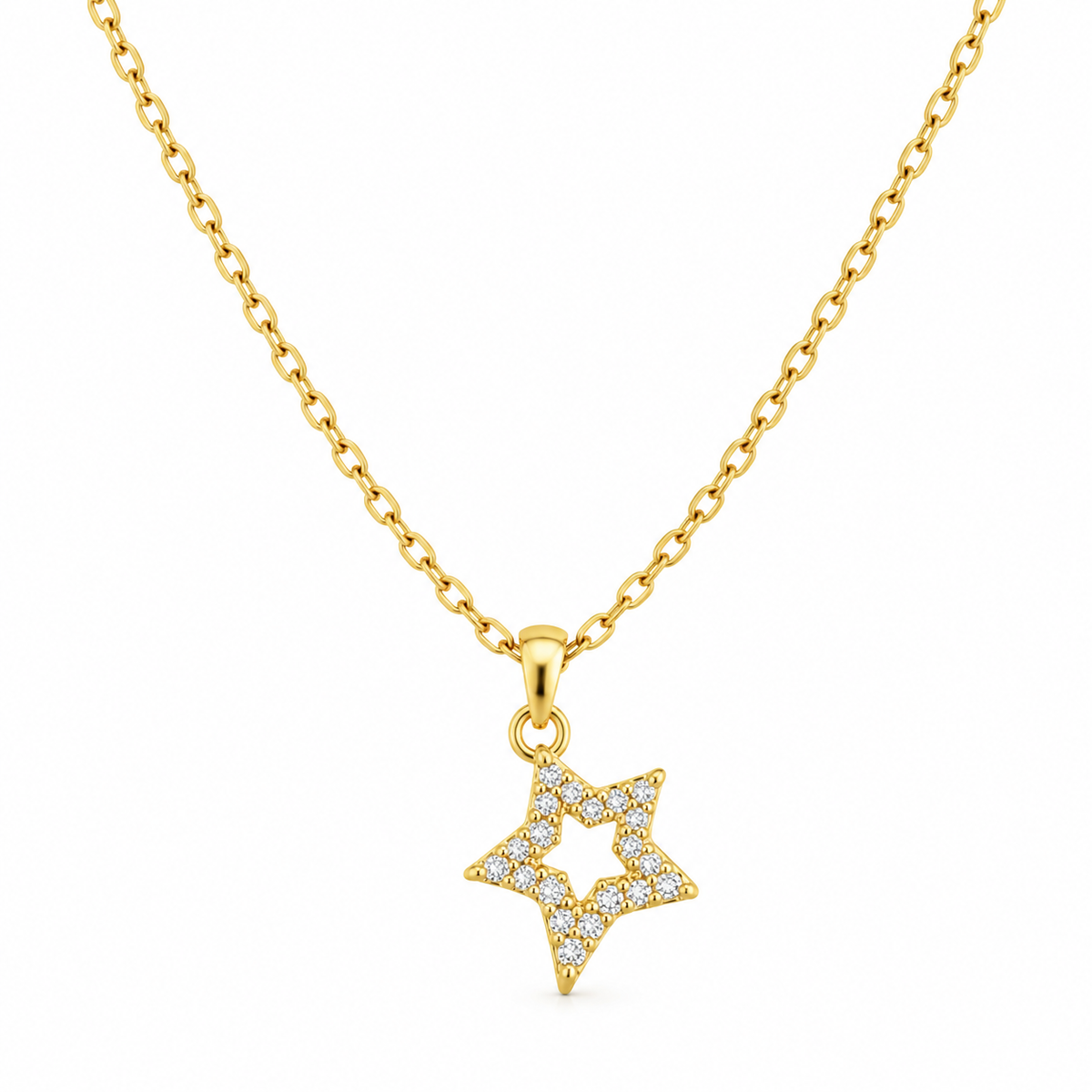 Gold Pavé Star Pendant Necklace