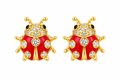 Jeweled Red Ladybug Stud Earrings
