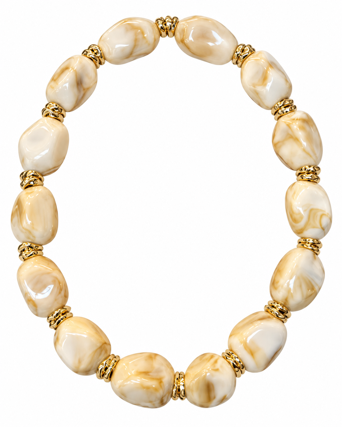 Polished Ivory Marble Beaded Necklace
