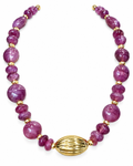 Purple Gemstone and Gold Oval Necklace
