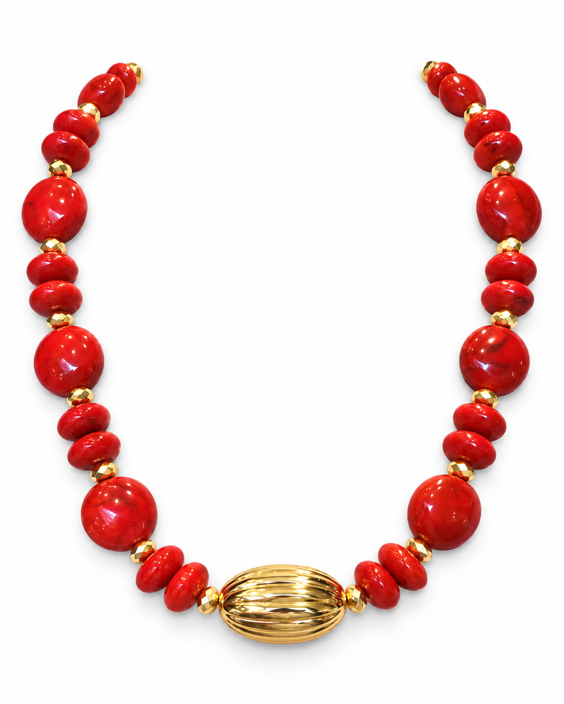 Red and Gold Beaded Necklace