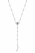 Silver Evil-Eye Y-Lariat Necklace