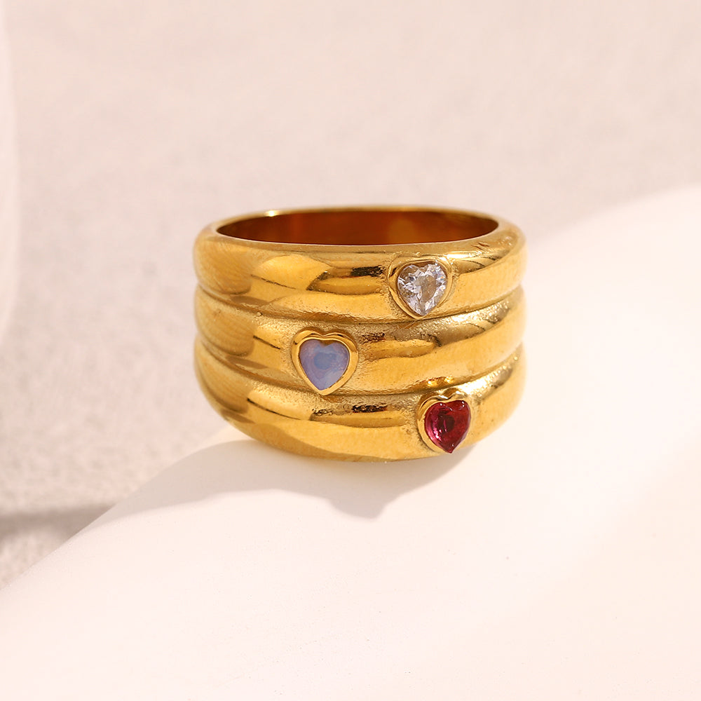 Dreamshow Three Layer Zircon Heart Jewelry Rin