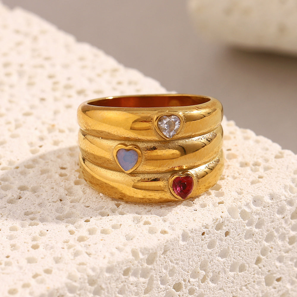 Dreamshow Three Layer Zircon Heart Jewelry Rin