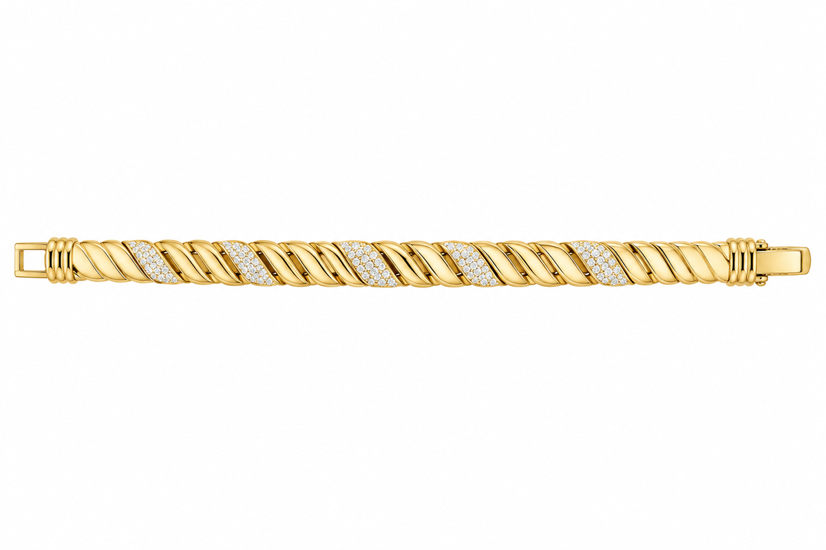 Twisted Gold Pavé Link Bracelet