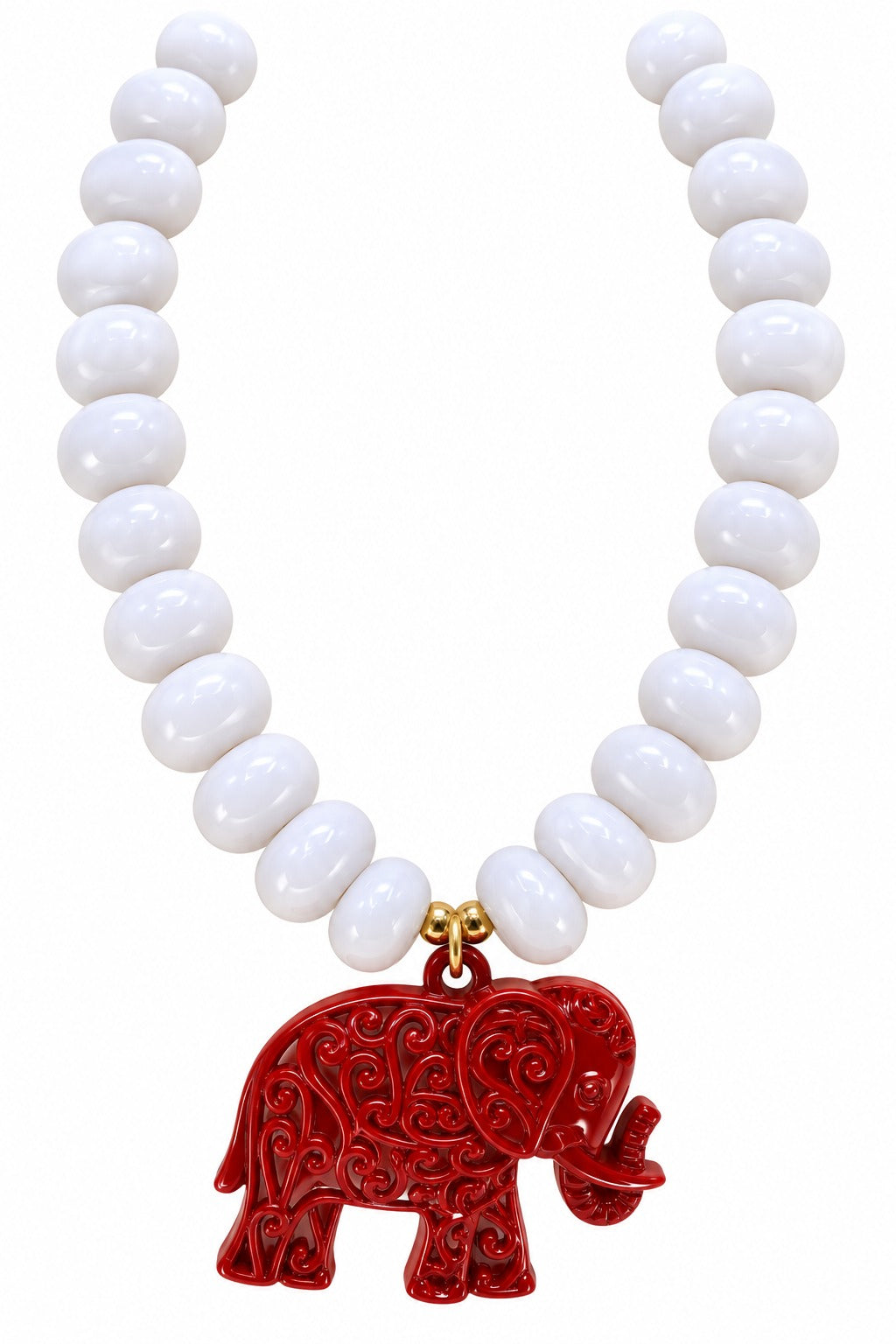 red & white elephant  Necklace