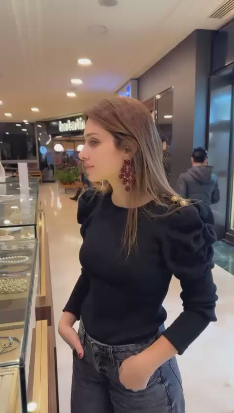 Ruby Bloom Drop Earrings